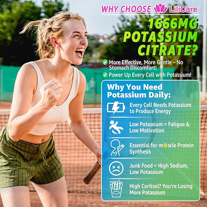 Potassium Citrate Gummies 1666mg for Adults - Potassium Supplement, Magnesium Glycinate, Zinc, B6, B12 & C – Electrolyte Gummies for Energy, Recovery & Leg Cramps, Vegan 60 Cts