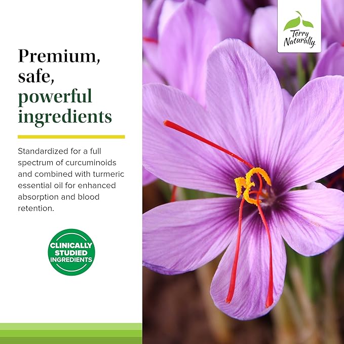 Terry Naturally Saffron Lift + Curcumin - Herbal Supplement with Curcumin - Non-GMO Saffron & Brain Curcumin Capsules - Concentration & Relaxation Support Supplement - 60 Capsules (Pack of 2)