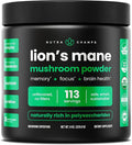 NutraChamps Organic Lions Mane Powder - 2000mg Powerful Nootropic for Memory, Focus, Immune Support - Vegan Lion’s Mane Mushroom Powder Supplement with Naturally Occurring Beta-Glucans - 8oz