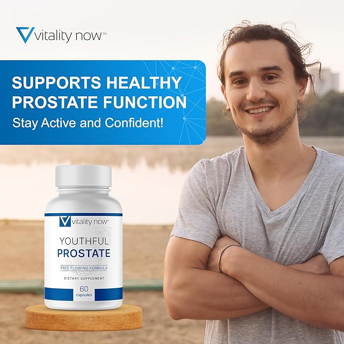 Youthful Prostate -Saw Palmetto for Men, Boosts Energy with Panax Ginseng, Antioxidant Protection, Vitamin E & Lycopene, Promotes Vitality & Well-Being - Prostate Supplement (Pack of 4)