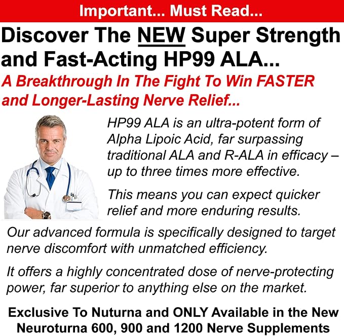 Neuropathy Support Supplement with 1200 mg HP-99 Alpha Lipoic Acid - Max Strength ALA Nerve Formula for Feet Hands Fingers Legs - Ultra Potent 18 in 1 Natural Nerve Vitamins - 180 Capsules