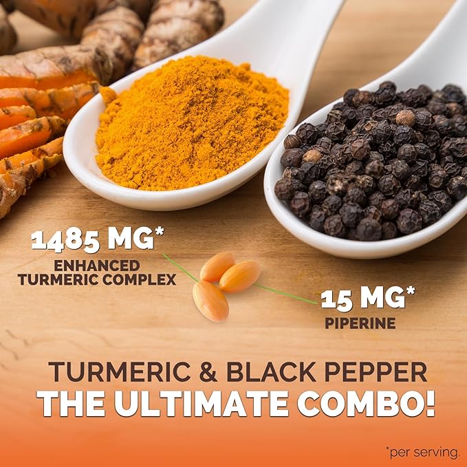 Turmeric Curcumin Supplement Complex - BioPerine Black Pepper Extract Advanced Absorption Curcuminoids for Nature's Joint Support - Antioxidant Herbal Supplement for Women & Men, Non-GMO - 60 Softgels
