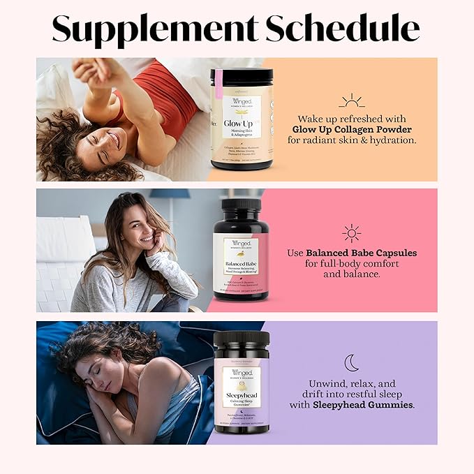 Winged Wellness Balanced Babe, Hormone Balance & Estrogen Detox Supplement for Women - 100mg DIM & Milk Thistle for PMS Bloating, Cramps, Mood, Hormonal Acne, & PCOS Support, 60 Capsules