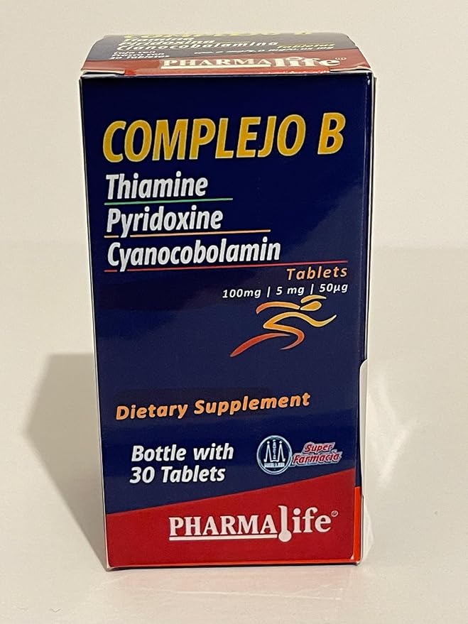 Complejo B (B-Complex) – Vitamin B1, B6, B12 Tablets – Dietary Supplement – 30 Tablets – 1 Month Supply
