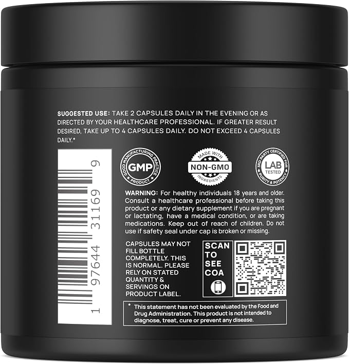 Triple Sleep Magnesium L-Threonate w. Apigenin, Theanine & Magtein Magnesium L Threonate - High Absorption Magnesium Supplement Capsules for Men and Women Magnesium Powder Pills