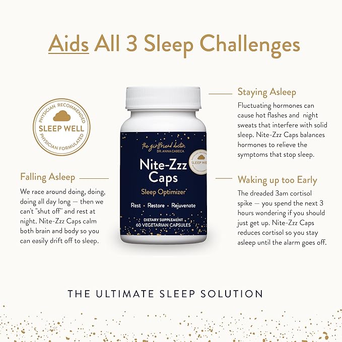 VIDAPURA Nite-Zzz Sleep Support by Dr. Anna Cabeca – Melatonin-Free Herbal Formula with Magnesium & L-Theanine – Supports Relaxation & Restful Sleep – 60 Capsules