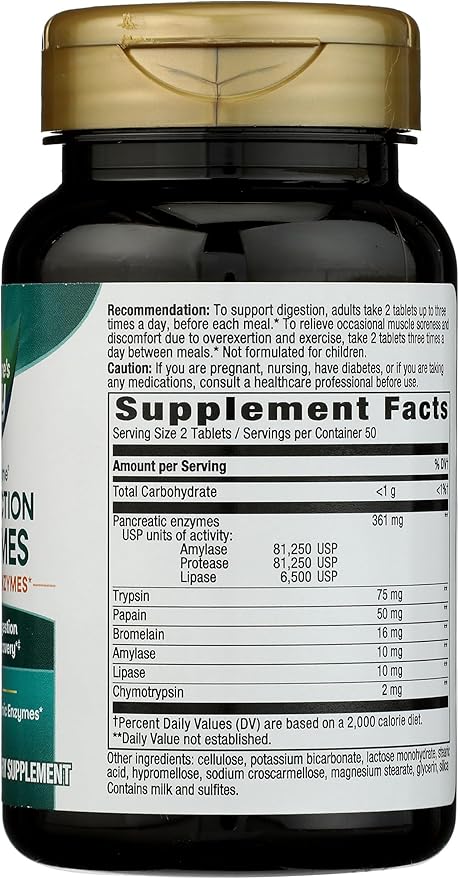 Nature's Way Mega-Zyme, Pancreatic & Systemic Enzymes*, Relieves Occasional Muscle Soreness Due to Overexertion and Exercise,* Digestive Support*, 100 Tablets (Packaging May Vary)