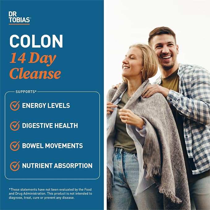 Dr. Tobias Colon Cleanse - Constipation Relief & Gut Health Support for Women & Men | 14 Day Colon Cleanser for a Gentle Colon Detox & Gut Flush - 28 Capsules (1-2 Daily)