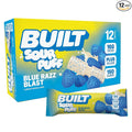 BUILT Sour Puff Protein Bar, Blue Razz Blast, 16g Protein - 12 Count | Sour Gummy, Candy-like Protein Snack Bar with Collagen, Calorie Conscious, Gluten Free