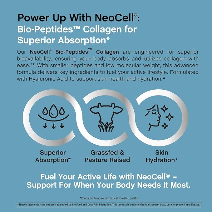 NeoCell Collagen Peptides Capsules | 90 Count | Plus Hyaluronic Acid | Skin Hydration | Superior Absorption | Advanced Grass Fed Formula Supplement | for Women and Men
