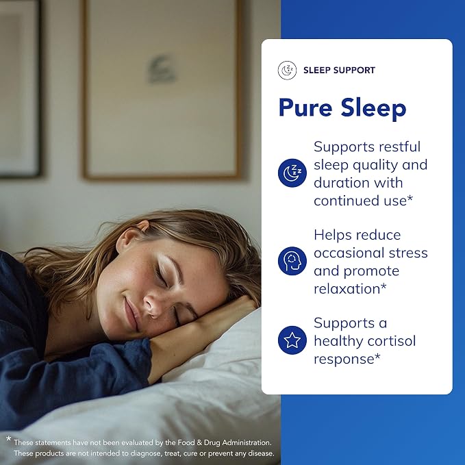 Pure Encapsulations Pure Sleep – Melatonin-Free Calming Sleep Supplement for Relaxation Support- Ashwagandha, Saffron & Valerian – Gluten-Free, Hypoallergenic, Non-GMO – 60 Count (30 Servings)