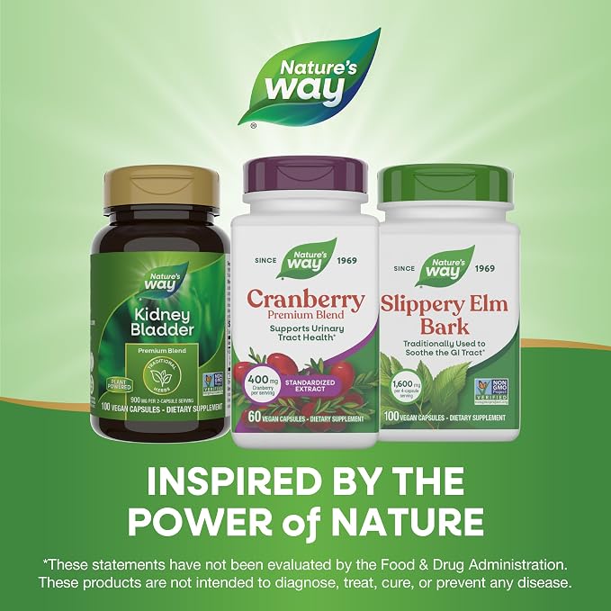Nature's Way Premium Blend Cranberry, Urinary Tract Health Support*, with 100% Cranberry Concentrate, 400 mg Per Serving, 60 Capsules (Packaging May Vary)
