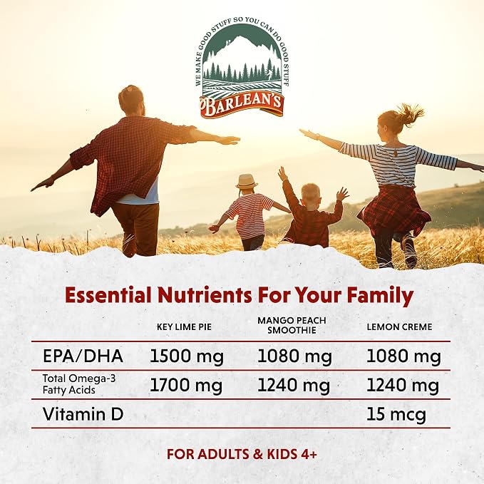Barlean's Omega 3 Fish Oil Liquid Supplement for Men and Women, 1500mg of EPA and DHA Fatty Acid, Promotes Brain & Heart Health - Non-GMO, Variety Pack, 8 oz