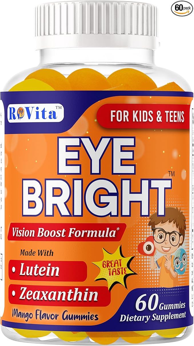 Eye Bright Lutein Gummies for Kids & Teens– Eye Vitamins with Lutein & Zeaxanthin – Eye Health Supplements for Vision Support – Vitamins for Eye Health & Macular Support – 60 Gummies
