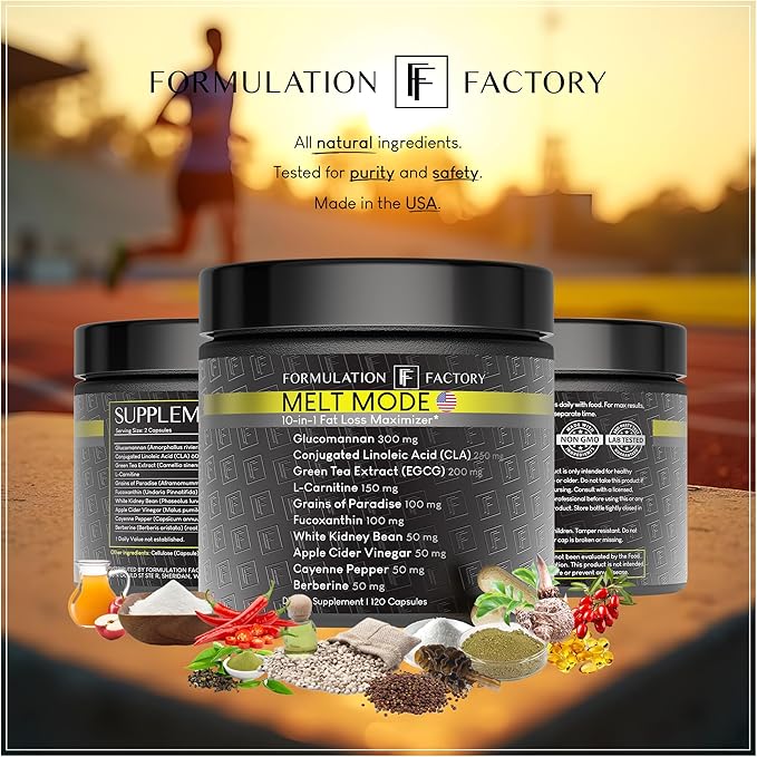 Formulation Factory Melt Mode 10-in-1 Metabolic Health & Energy Support | Green Tea, L-Carnitine, CLA, Glucomannan & More | Helps Support Appetite & Metabolism Balance | 360 Count (Pack of 3)