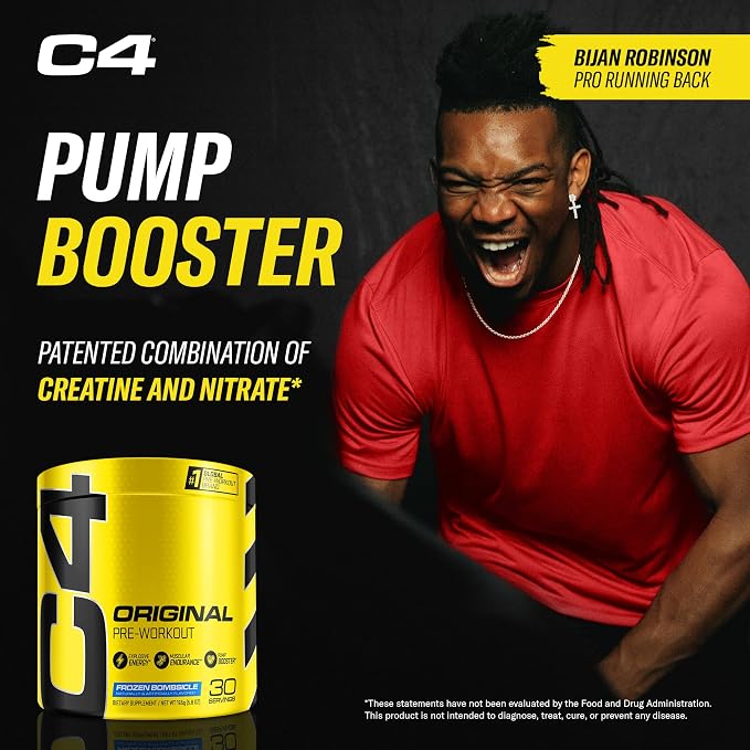 C4 Original Pre-Workout Powder For Endurance, Focus & Performance with 150mg Caffeine, Beta-Alanine, Creatine, Sugar Free Pre-Workout for Men & Women, 30 Servings, Frozen Bombsicle