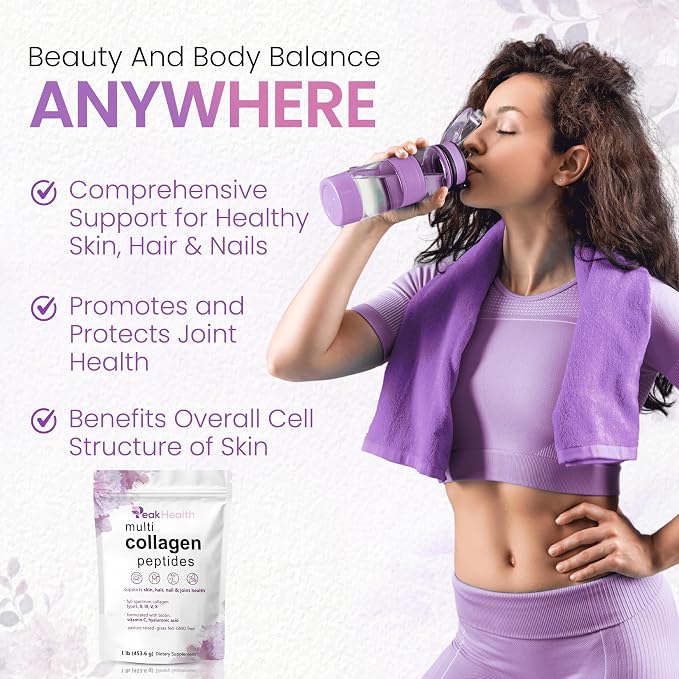 Multi Collagen Peptides Powder, 1 Pounds collagen powder- Type I,II,III,V,X with Biotin, Hyaluronic acid powder, Vitamin C - Unflavored Collagen Protein Powder - Keto & Paleo, Easy Dissolve