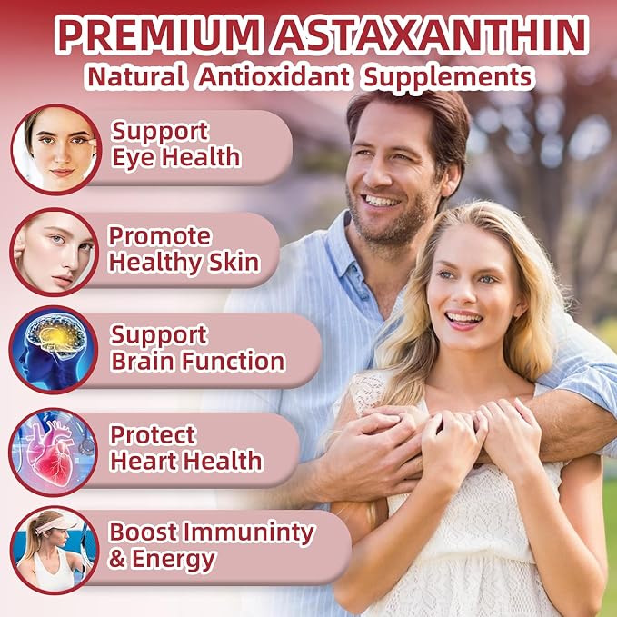 Astaxanthin 24mg, Premium Astaxanthin Antioxidant Supplements with MCT Oil, Ashwagandha, Supports Eye, Skin, Immune, Internal Circulation, Fresh Microalgae Source, Triple Strength - 300 Softgels
