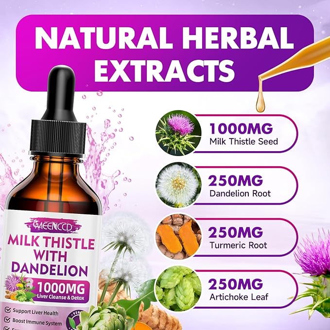 Milk Thistle Liquid Drops - Milk Thistle Supplement with Silymarin, Antioxidant Support, Vegan, Non-GMO, 2 Fl Oz