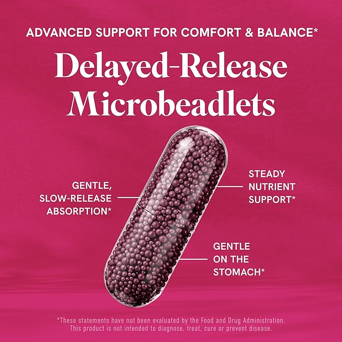 Menopause Vitamins Beadlets with Black Cohosh, Red Clover & More | Hot Flashes, Night Sweats & Mood Support | Menopause Supplements for Women with Dong Quai, Chaste Tree Berry & DIM | Non-GMO 30ct