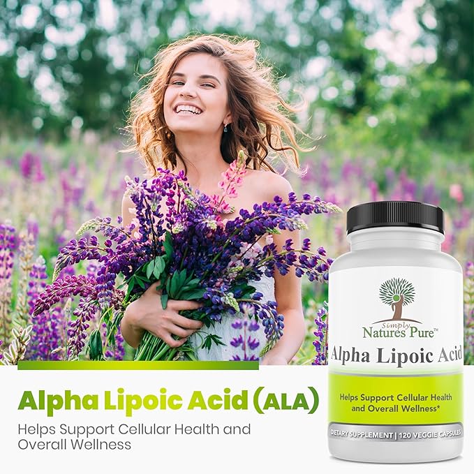 Simply Natures Pure Alpha Lipoic Acid 600mg 360 Veggie Capsules, Non-GMO Thioctic Acid 12 Month Supply