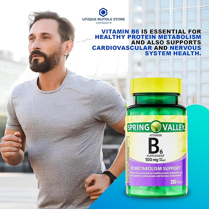 Vitamin B6 100mg – 250 Tablets, High Potency Vitamin B6 Supplement for Metabolism Support, B6 Vitamins for Men and Women, Gluten Free, Vegetarian Formula (Pack of 2)