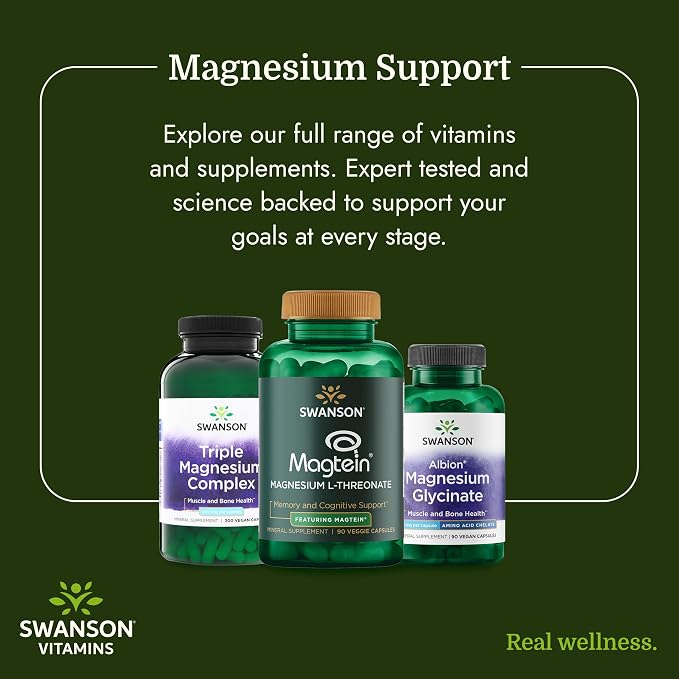 Swanson Triple Magnesium Complex - Mineral Supplement - Natural Support - Featuring Citrate, Oxide & Aspartate - (100 Capsules, 400mg Each, 2 Pack)
