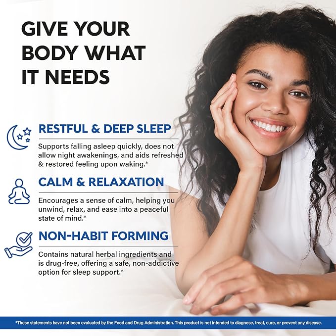 Sleeping Pills for Adults 550mg - Melatonin 3mg | Valerian Root for Sleep | L-Theanine | Magnesium - Natural Sleep Aid Supplement - Non-Habit Forming Rest Support - Made in USA - 1/day, 2 Month Supply