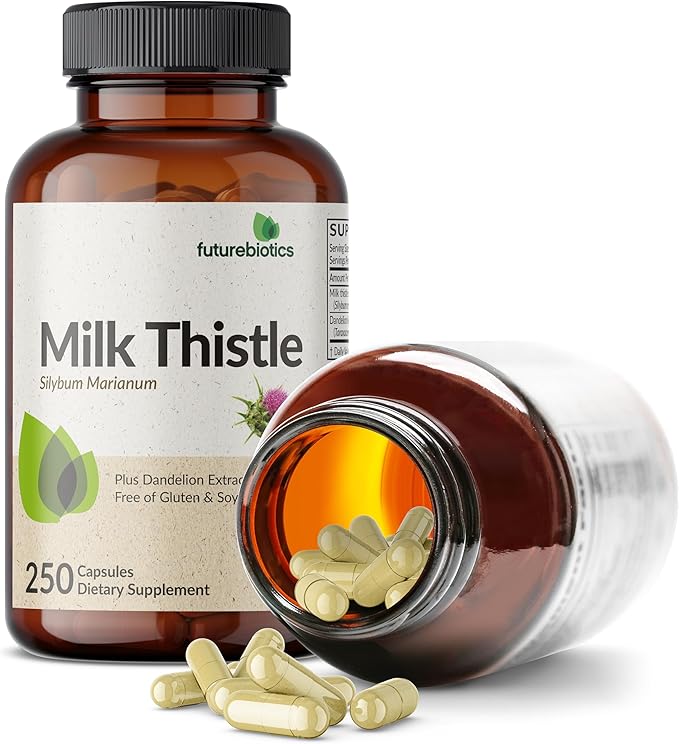 Futurebiotics Milk Thistle Silymarin Marianum & Dandelion Extract Liver Health Support, Antioxidant Support, Detox, 250 Capsules