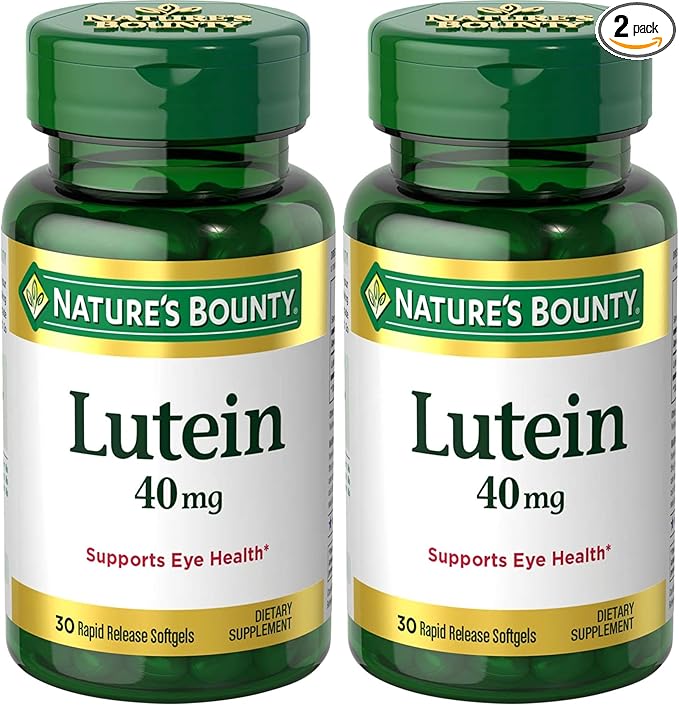 Nature's Bounty Lutein Pills, Eye Health Supplements and Vitamins, Support Vision Health, 40 mg, 30 Softgels (Pack of 2)