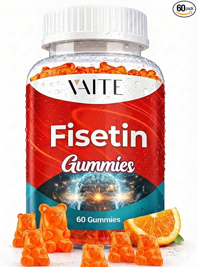 Fisetin Supplements 500mg - Gummy Supplement, Powerful Antioxidant Blend for Cellular Health Support - Vegan & Non-GMO Formula with Flavonoids & Plant Extracts, Boost Cognitive Function, 60 Gummies