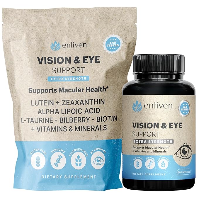 Lutein and Zeaxanthin Eye Health Supplement | Vision Support with Antioxidants, Zinc, Vitamin C & E | Helps Reduce Eye Strain, Support Macular Health & Clarity | 60 Capsules | Made in USA