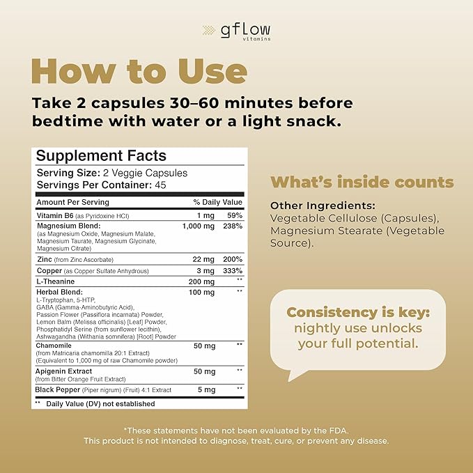 Apigenin Supplement for Sleep with Magnesium Glycinate Complex and L-theanine Supplement - 19 in 1, Ashwagandha L Tryptophan 5-HTP GABA Phosphatidyl Serine, Chamomile | Made in USA