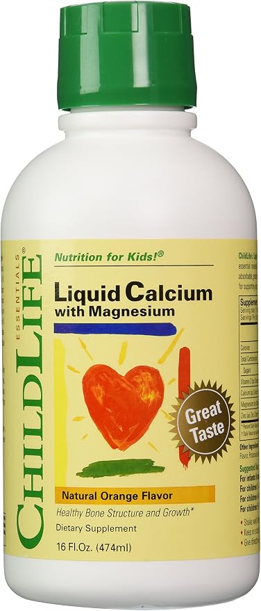 ChildLife Essentials Liquid Calcium Supplement for Kids - Baby Calcium with Magnesium, Zinc, and Vitamin D3 - Orange Flavor, 16 fl oz (3 Pack)