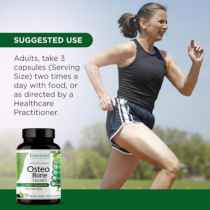 EMERALD LABS Osteo Bone Health - Immune Support & Bone & Joint Supplement with Vitamin D3, K2, Calcium, Magnesium, OptiMSM, Meriva Phytosome & More - 90 Vegetable Capsules