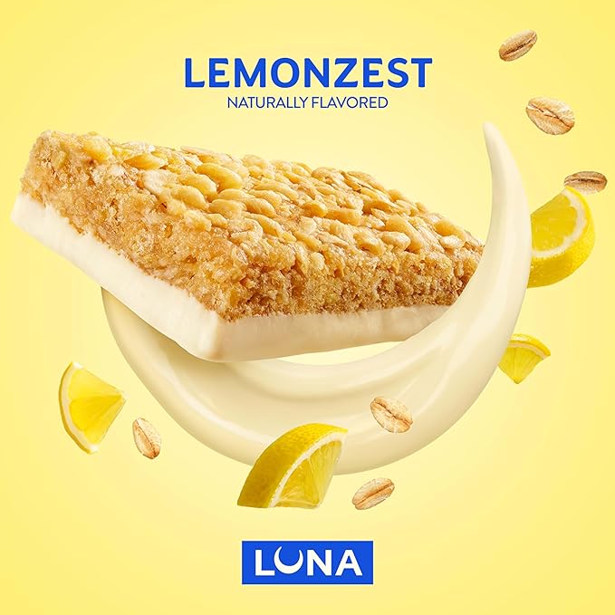 LUNA Bar - LemonZest Flavor - Gluten Free Snack Bars - Non-GMO - Protein Bars - Made with Organic Oats - Value Pack (12 Pack)
