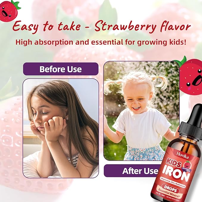Liquid Iron Supplement for Kids & Women Men - with Magnesium, Zinc & Kids Multivitamin Iron Drops - Immune Support, Blood Builder & Energy Support for Iron Deficiency, Anemia, Vegan 2 Fl Oz