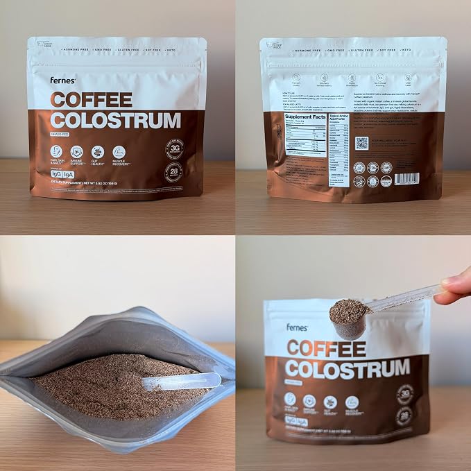 Coffee Colostrum Powder for Women & Men – Grass Fed, Whole Bovine First Day Milking – Non GMO, Soy Free, Keto, Gluten Free – 28 Servings, 5.92 oz – Made in USA