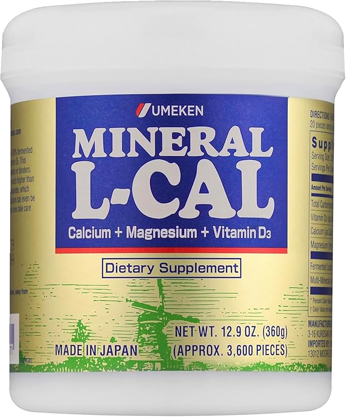 Umeken Mineral L-Cal Calcium with Vitamin D3, 6 Month Supply, Water Soluble Ball Format with Magnesium & Minerals, Fast Absorbing Calcium Magnesium D3 Supplement, 3,600 Balls, 360g, Pack of 1