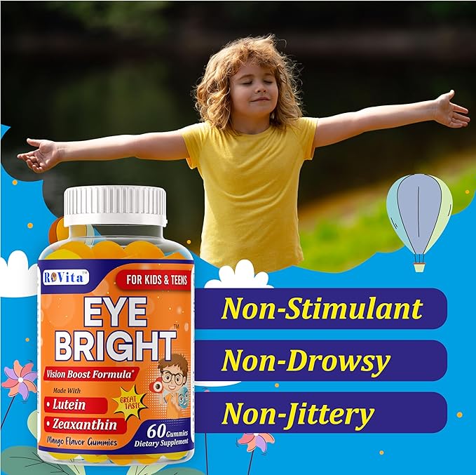 Eye Bright Lutein Gummies for Kids & Teens– Eye Vitamins with Lutein & Zeaxanthin – Eye Health Supplements for Vision Support – Vitamins for Eye Health & Macular Support – 60 Gummies