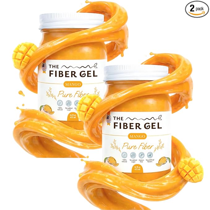 The Fiber Gel High Dietary Fiber Prebiotic Gel Formula — 100% Natural & Clean Label — Plant-Based Psyllium Husk & Inulin Complex — Keto Friendly, Vegan, No Added Sugar — Mango, 32 oz