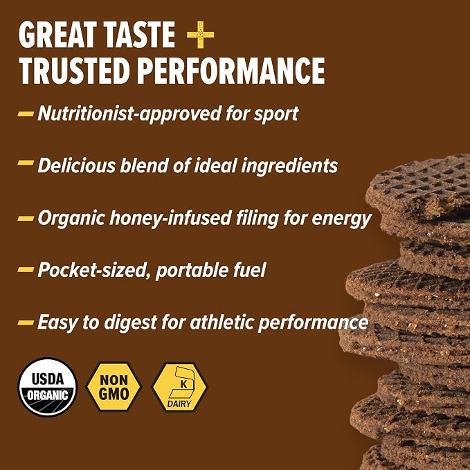 Honey Stinger Organic Chocolate Waffle, Energy Stroopwafel for Exercise, Endurance and Performance, Sports Nutrition for Home & Gym, Pre and Post Workout, 16.96 Ounces (Pack of 16)
