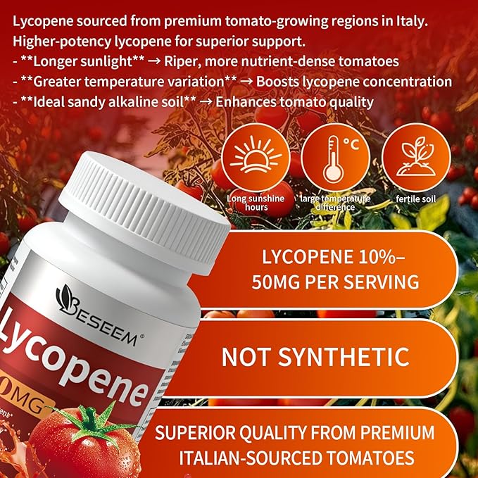 Men‘s Lycopene Softgels with Saw Palmetto & Pumpkin Seed Oil – Prostate Health Support & Nutrient Complex with Zinc, Vitamin B6, B12, Copper – 60 Capsules