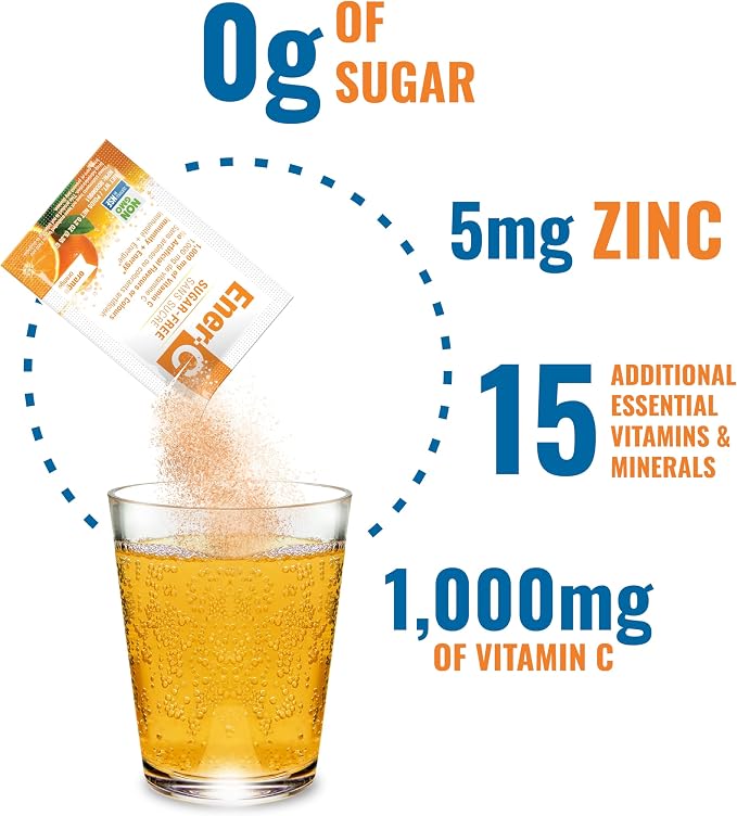 Ener-C Sugar Free Multivitamin Drink Mix - Vitamin Powder for Water, Electrolytes Powder No Sugar, Hydration Boost Packets, Zero Sugar, Vitamin C & B12 Supplement Liquid Mix - Orange, 60 Count