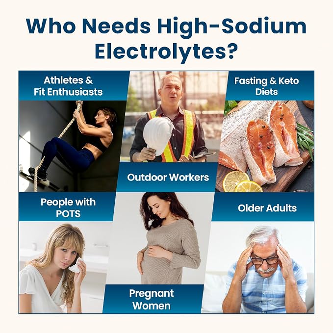 Venture Pal High Sodium Sugar Free Electrolytes Powder Packet - Hydration Packets with Vitamin, Sodium & Potassium | Zero Calories | Vegan, Keto & Paleo Friendly Electrolyte Drink Mix - 30 Sticks