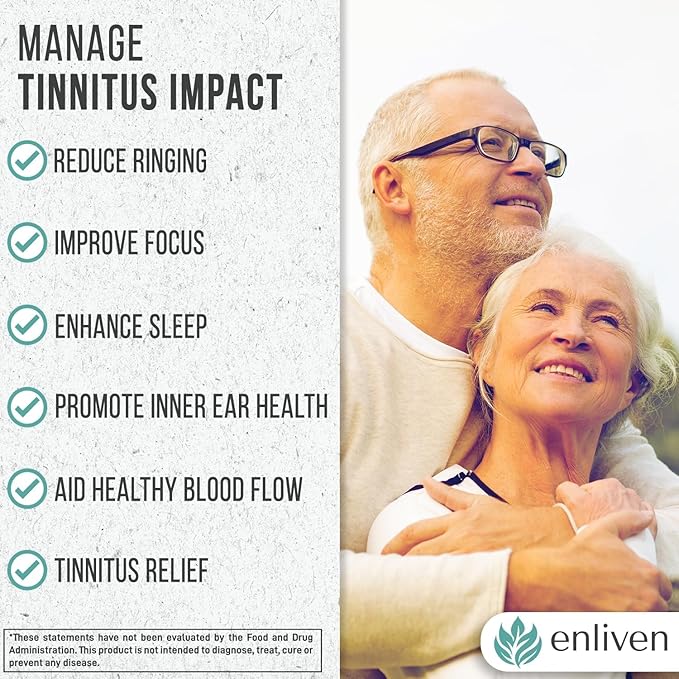 Tinnitus Relief Pills for Ringing Ears – Ear Tinnitus Relief for Ringing Ears with Flavonoids, B12 & Inositol – for Pain in Ears & Health Support – 180 Caplets – Daily Ear Ringing Relief 2 pack 360 Ct