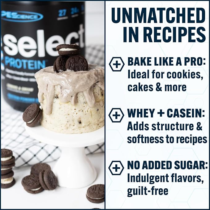 PEScience Select Protein Powder, Whey and Casein Blend, Lean Protein Powder for Women and Men, Low Calorie, Low Carb, Keto Friendly, Gluten Free, Cookies and Cream - 5 Servings