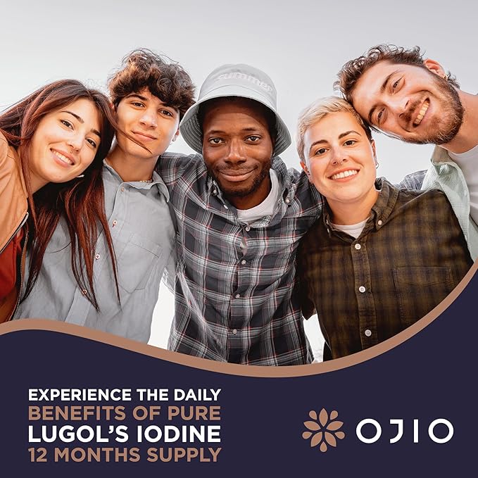 Lugols Iodine Solution 2% - 1 Year Supply - High Potency Liquid Oral Iodine Drops with Superior Absorption – Improves Overall Health & Energy for Women, Men, Kids - 2 fl Oz (Pack of 1)
