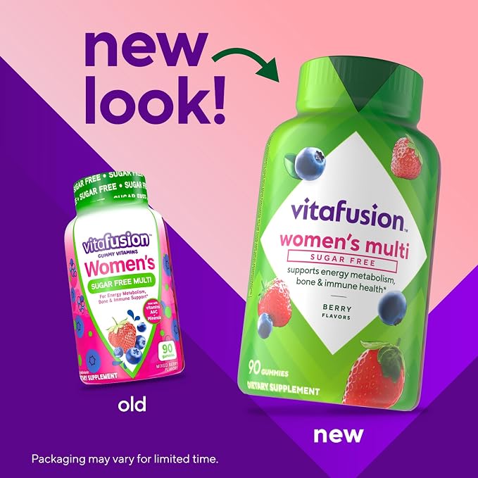 Vitafusion Women’s Sugar Free Daily Multivitamin Supplement,Keto Diet Friendly Adult Gummy Vitamin for Energy,Bone & Immune Support*,(Pack of 180)