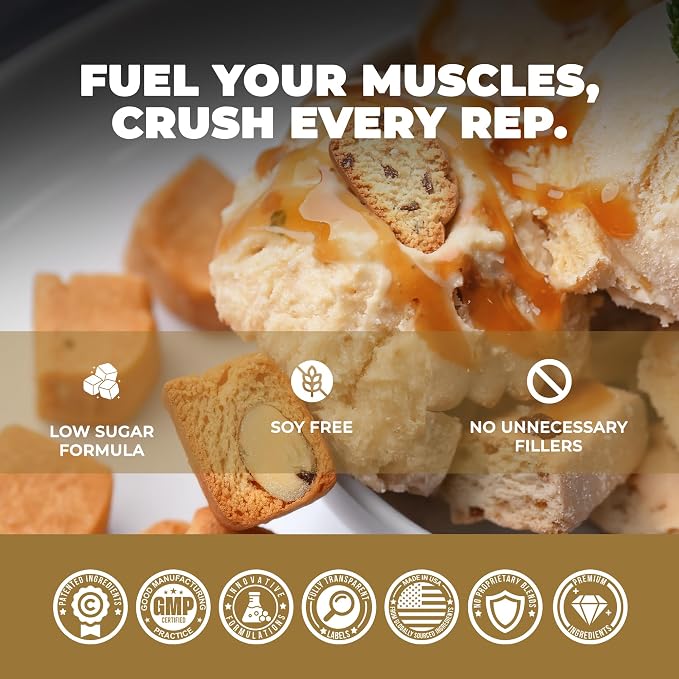 Underground Bio Labs Panda Fuel Premium Protein Whey,Hydrolyzed Collagen,Casein,Probiotics, Enzymes, Keto Friendly,Time Release, 25 Servings (2.5 Pound, Caramel Ice Cream Crunch)